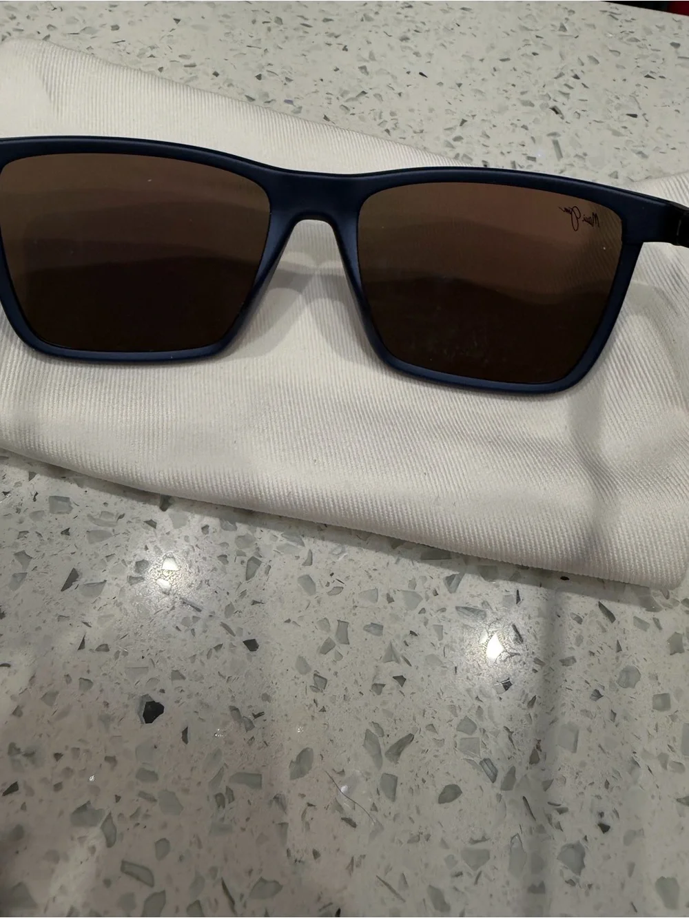 Maui Jim Black Frame Sunglasses with Blue Mirrored Lenses